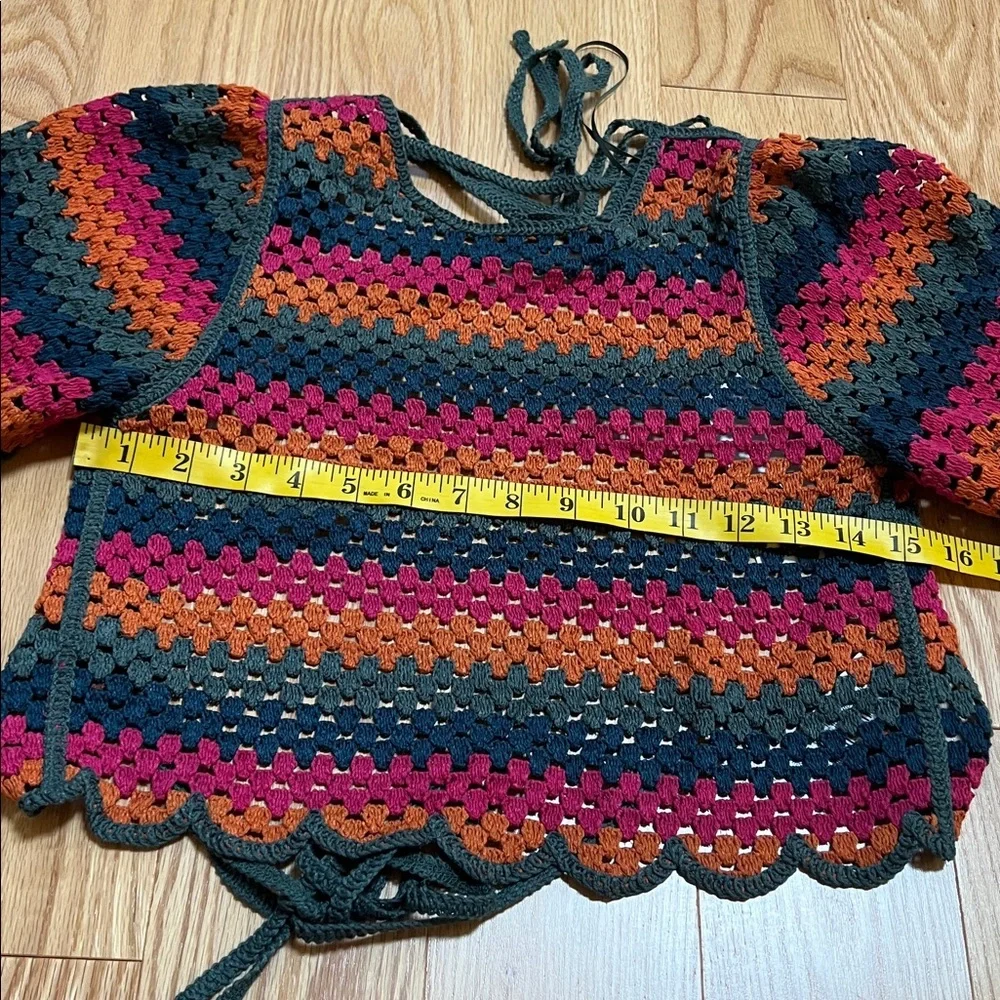 New! Zara small Colorful Crochet back tie top.